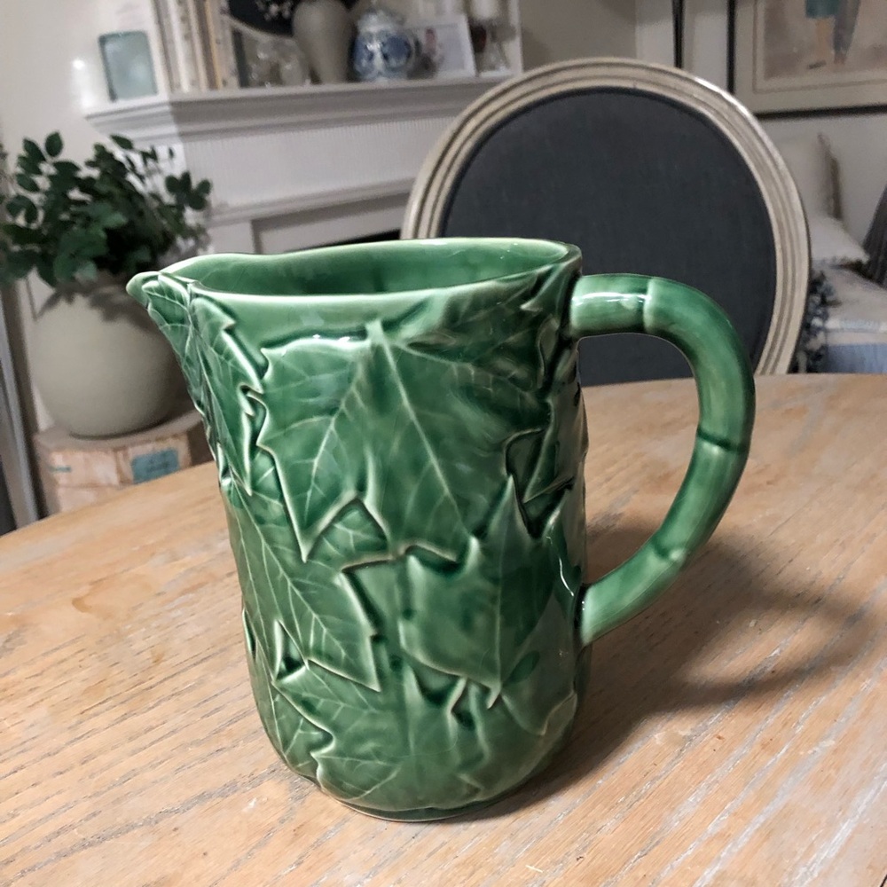 7” Green Majolica Bardallo Pinheiro Pitcher 6.5+ Cups FLAWLESS - Picture 2 of 5